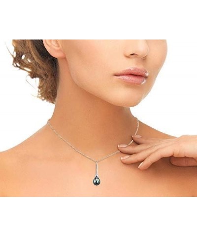 9-10mm Genuine Baroque Black Tahitian South Sea Cultured Pearl Denise Pendant Necklace for Women $53.28 Necklaces