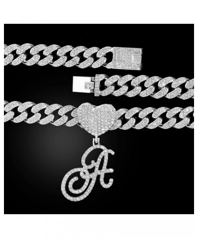 13mm Silver Cuban Link Anklets for Women Cursive Pendant Miami Cuban Link Chain Ankle Bracelets for Women Hip Hop Iced Out Le...