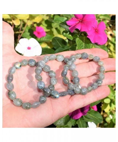 Charged Natural Gemstone Crystal Nugget Bead Bracelet + Selenite Charging Heart [Included] Labradorite (Rainbow Flash) $13.91...