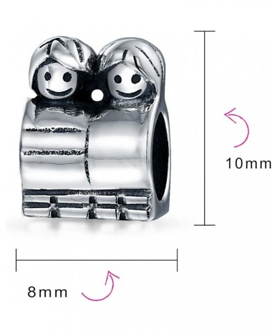 BFF Couple Besties Happy Smiling Friendship Family Brother Sister Friends Charm Bead For Women Teen Oxidized .925 Sterling Si...