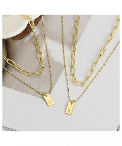 Dainty Gold Initial Necklaces for Women, 14K Gold Plated Layering Paperclip Chain Necklace Personalized Simple A-Z Letter Nam...