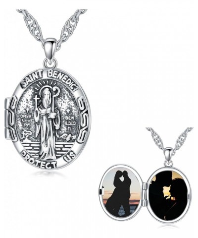 925 Sterling Silver Saint Michael/Anthony/Christopher/Benedict/Joseph/Jude/Virgin Mary/Francis Locket That Holds Pictures Pho...