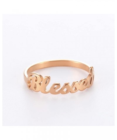 Faith Strength Engraving Blessed Ring Thin Finger Ring Inspirational Pray Religious Ring for Women Rose gold plated 9 $9.27 R...