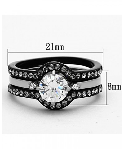 His and Hers 4 Piece?Black Ion Plated Stainless Steel Wedding Engagement Ring Band Set Women's Size 07 Men's 08mm Size 09 $22...