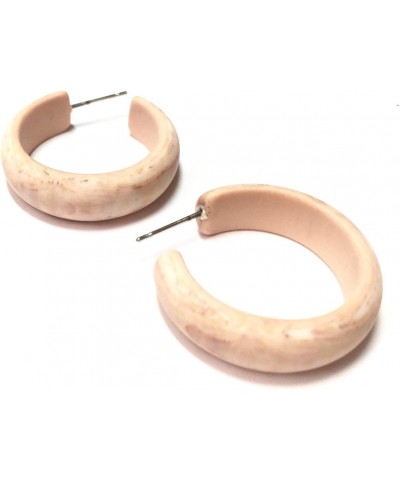 Beige Marbled Simple Hoop Earrings | vintage matte lucite hoops - SIM-BR-1 $10.92 Earrings