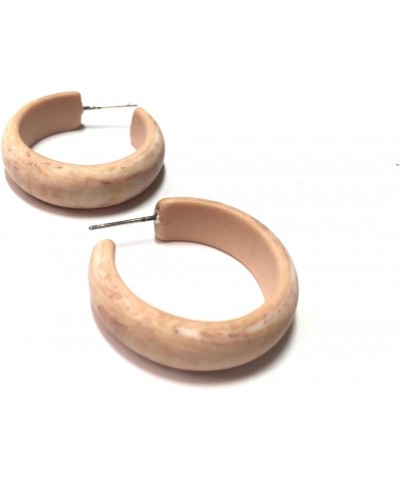 Beige Marbled Simple Hoop Earrings | vintage matte lucite hoops - SIM-BR-1 $10.92 Earrings