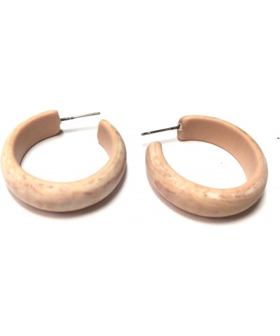 Beige Marbled Simple Hoop Earrings | vintage matte lucite hoops - SIM-BR-1 $10.92 Earrings