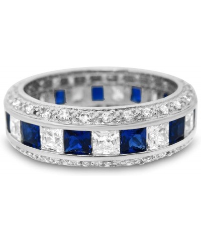 His Hers Sterling Blue Sapphire CZ Bridal Wedding Band Engagement Ring Set Him Her Her 6 - His 13 $59.40 Sets