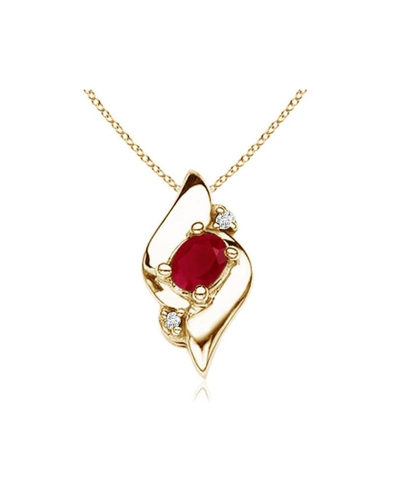 Natural Ruby Shell Pendant Necklace for Women, Girls in Sterling Silver (Grade-A | Size- 5x3mm)| July Birtstone |Jewelry Gift...