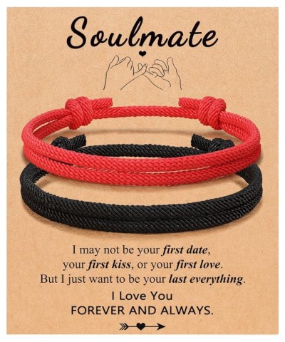 Adjustable Rope Couples Bracelets for Men, Boyfriend, Girlfriend, Soulmate, Husband, Wife - Anniversary Valentines Day Birthd...
