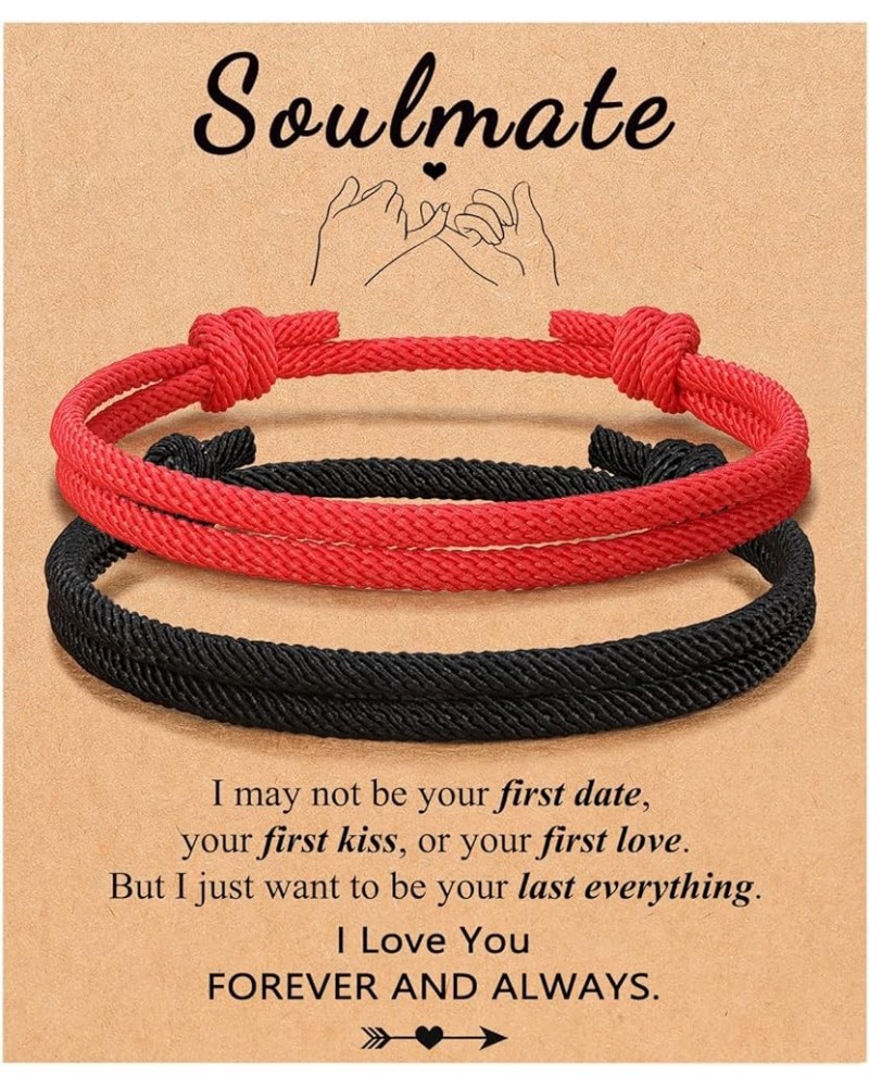 Adjustable Rope Couples Bracelets for Men, Boyfriend, Girlfriend, Soulmate, Husband, Wife - Anniversary Valentines Day Birthd...