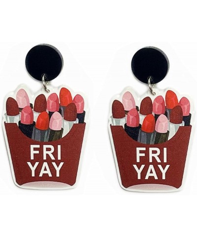 Fri Yay Letters Dangle Drop Earrings Funny Cute Acrylic Fri Yay Earrings Lightweight Resin Flamingo Lipstick Friday Earrings ...