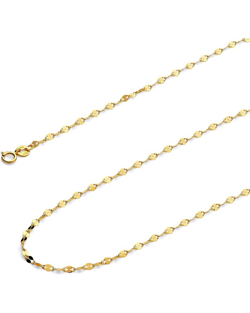 14K Solid Gold Mirror Chains (Select Options) 20 Inches Yellow Gold $58.25 Necklaces