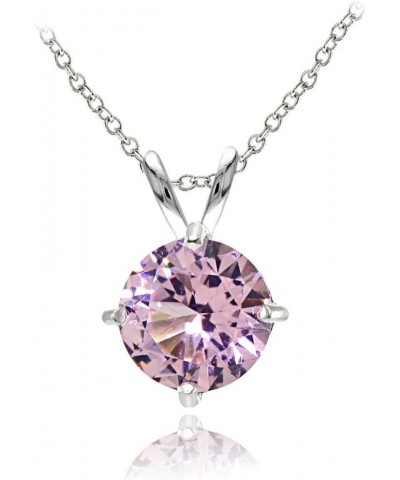 Sterling Silver Simulated Gemstone 7mm Round Solitaire Pendant Necklace Simulated Pink Tourmaline $15.80 Necklaces
