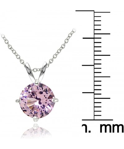 Sterling Silver Simulated Gemstone 7mm Round Solitaire Pendant Necklace Simulated Pink Tourmaline $15.80 Necklaces