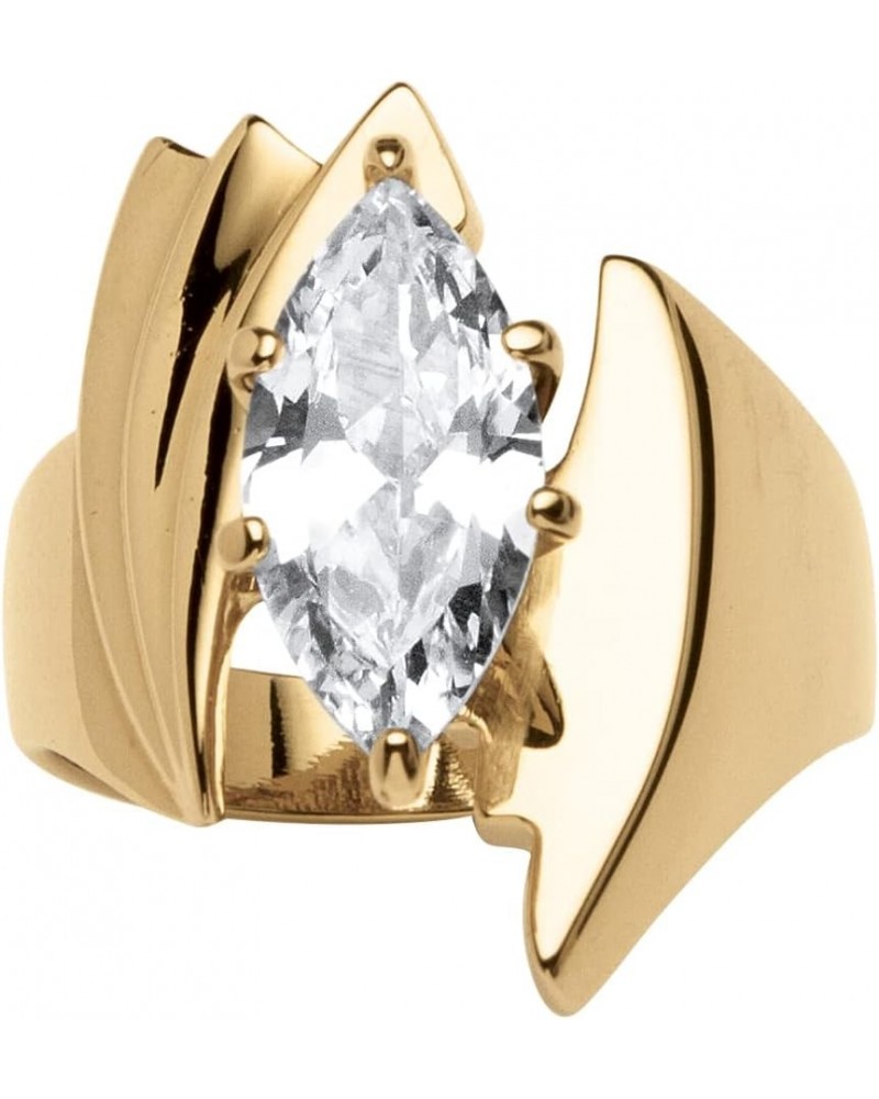 PalmBeach Yellow Gold Ion-Plated Marquise Cut Cubic Zirconia Bypass Ring Sizes 7-12 $13.93 Rings