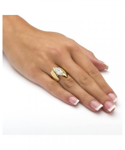 PalmBeach Yellow Gold Ion-Plated Marquise Cut Cubic Zirconia Bypass Ring Sizes 7-12 $13.93 Rings