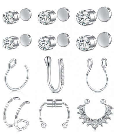 Fake Nose Ring Fake Septum Fake Nose Studs Nose Cuffs Clip On Lip Ear Hoop Non Pierced Jewelry for Women Men 2-2 $10.79 Body ...