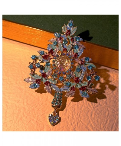 Fantastic Angel Child Illusion Blue Holly Christmas Tree Brooch Pin with Heart Dangle $11.79 Brooches & Pins