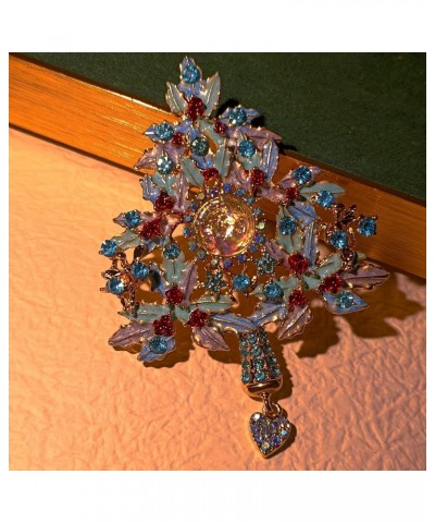 Fantastic Angel Child Illusion Blue Holly Christmas Tree Brooch Pin with Heart Dangle $11.79 Brooches & Pins