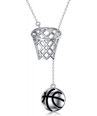 Basketball Necklace for Boy Sterling Silver Basketball Y Necklace Sports Basketball Chain Pendant Basketball Jewelry for Boy ...