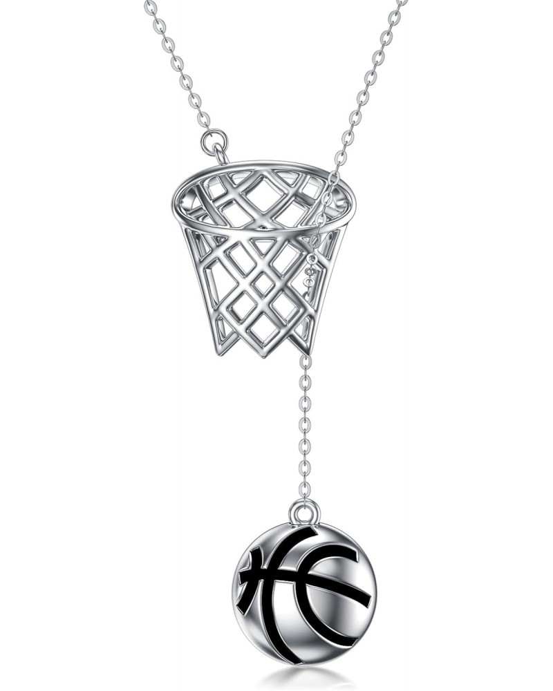 Basketball Necklace for Boy Sterling Silver Basketball Y Necklace Sports Basketball Chain Pendant Basketball Jewelry for Boy ...