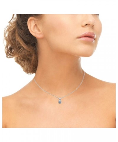 Sterling Silver 8x6mm Oval-Cut Solitaire Pendant Necklace Made with European Crystals Clear $9.24 Necklaces