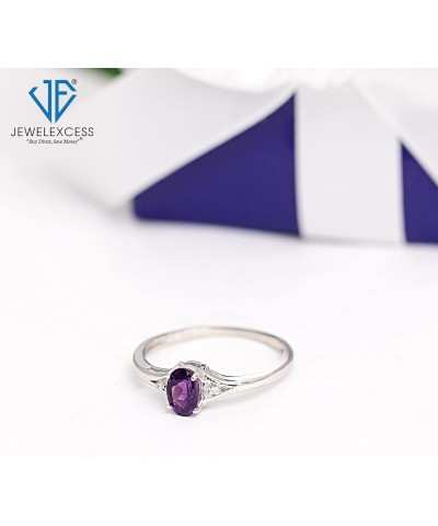 Birthstone Jewelry – Sterling Silver Ring Jewelry with White Diamond Accent – Gemstone Rings with Hypoallergenic Sterling Sil...