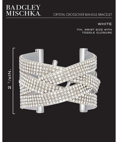 Women's Bracelet - Layered Multi Strand Crystal Crossover Toggle Open Cuff Bangle Bracelet White $9.72 Bracelets