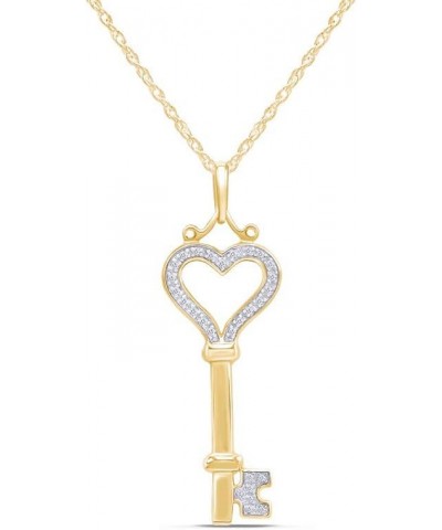 White Natural Diamond Heart Key Pendant Necklace in 14k Gold Over Sterling Silver (0.07 Ct) yellow-gold-plated-silver $37.80 ...