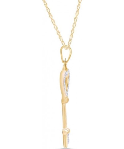 White Natural Diamond Heart Key Pendant Necklace in 14k Gold Over Sterling Silver (0.07 Ct) yellow-gold-plated-silver $37.80 ...