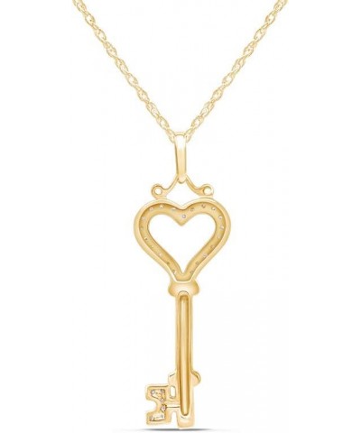 White Natural Diamond Heart Key Pendant Necklace in 14k Gold Over Sterling Silver (0.07 Ct) yellow-gold-plated-silver $37.80 ...