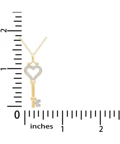 White Natural Diamond Heart Key Pendant Necklace in 14k Gold Over Sterling Silver (0.07 Ct) yellow-gold-plated-silver $37.80 ...