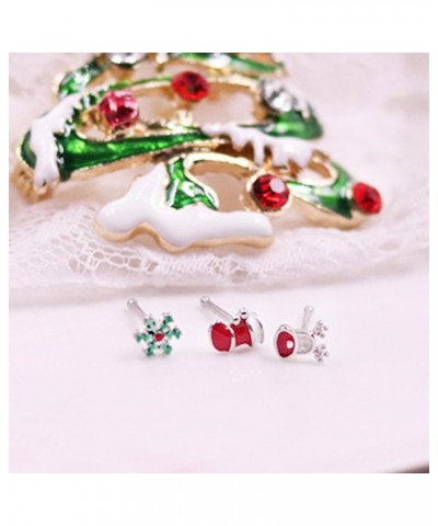 20G Christmas Nose Rings Pack Christmas Elements L-Shaped Nose Piercing Jewelry 316L Stainless Steel snowmen Nose Ring Stud N...