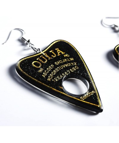 Women Earrings Ouija Board Planchette Earrings Flatback Black Glitter Resin Dangle Charms Fashion Goth Drop Earrings For Wome...