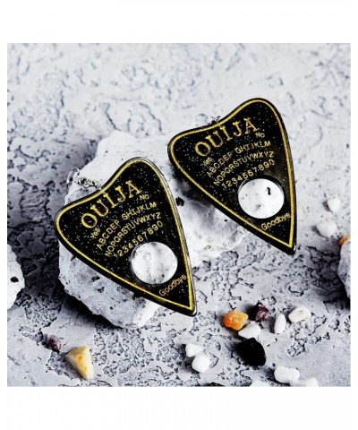 Women Earrings Ouija Board Planchette Earrings Flatback Black Glitter Resin Dangle Charms Fashion Goth Drop Earrings For Wome...