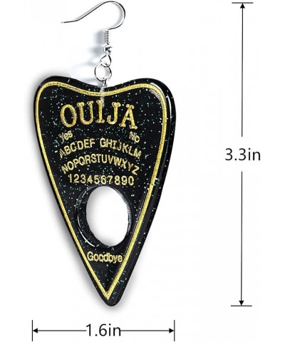 Women Earrings Ouija Board Planchette Earrings Flatback Black Glitter Resin Dangle Charms Fashion Goth Drop Earrings For Wome...