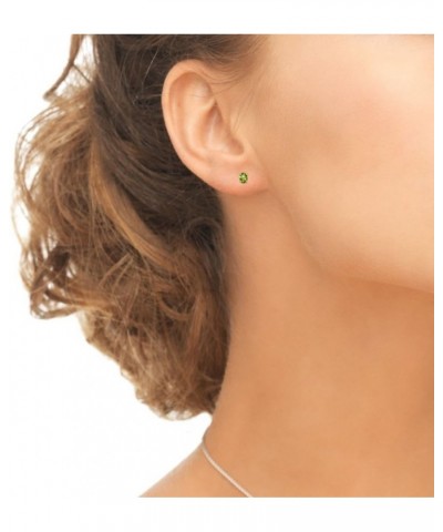 Sterling Silver Peridot Oval-Cut Solitaire Stud Earrings for Women Teens & Girls 5x3mm - Gold Flash $11.50 Earrings