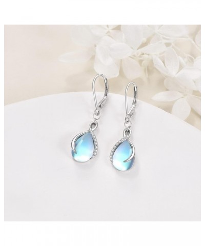 Teardrop Filigree Abalone Moonstone Leverback Earrings for Women Sterling Silver Infinity Larimar Earrings Dangle Gifts Infin...