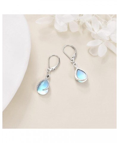 Teardrop Filigree Abalone Moonstone Leverback Earrings for Women Sterling Silver Infinity Larimar Earrings Dangle Gifts Infin...