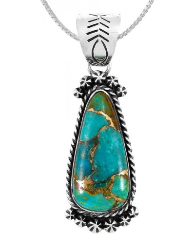 Turquoise Necklace 925 Sterling Silver Pendant & 20" Chain Matrix Turquoise $35.52 Necklaces