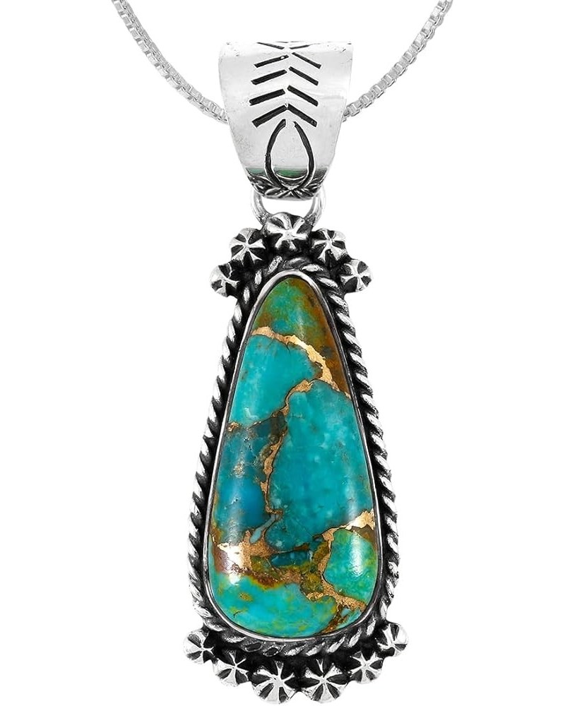 Turquoise Necklace 925 Sterling Silver Pendant & 20" Chain Matrix Turquoise $35.52 Necklaces