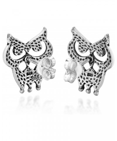 Mysterious Night Owl .925 Sterling Silver Stud Earrings | Cute Sterling Silver Stud Earring for women | Night Owl Stud Earrin...