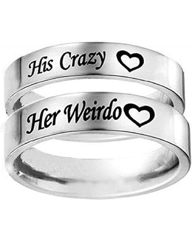 His Crazy/Her Weirdo Heart Ring Stainless Steel Engagement Wedding Band for Women Men Couple His Crazy, Size 10 $8.99 Sets