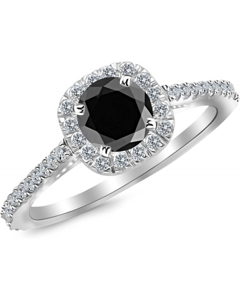 Gorgeous Classic Cushion Halo Style Diamond Engagement Ring with a 3 Carat Black Diamond Heirloom Quality Center 5.5 White Go...