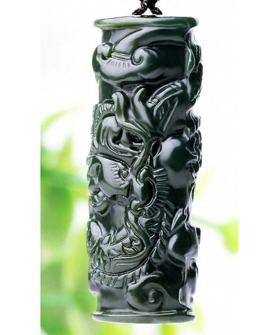 China Natural Hetian Green Jade Nephrite Carved Fengshui Zodiac Dragon Beast Pendant Amulet Dragon 10 $37.39 Necklaces