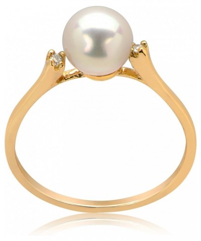 14K Yellow Gold White Pearl Diamond Ring Size 8 $66.16 Rings