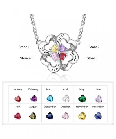 Personalized Necklaces for Women Four Leaf Clover Necklace with Birthstones Necklace for Women Mothers Day Engraved Necklace ...