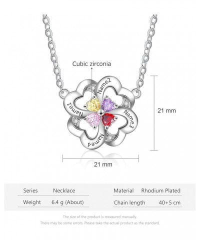 Personalized Necklaces for Women Four Leaf Clover Necklace with Birthstones Necklace for Women Mothers Day Engraved Necklace ...