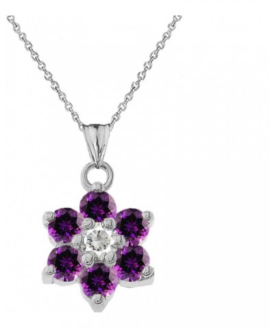 Dainty Sterling Silver Personalized Birthstone CZ Flower Pendant Necklace February Birthstone 22.0 Inches $22.22 Necklaces